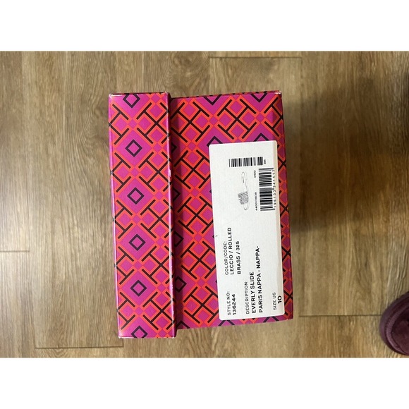 Tory Burch Pink & Orange EMPTY Shoe Box Gift Tissue Storage - 12"x4"x 6.5" - Picture 3 of 4